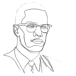Illustration of Malcolm X: an example for an Enneagram Type 6 personality