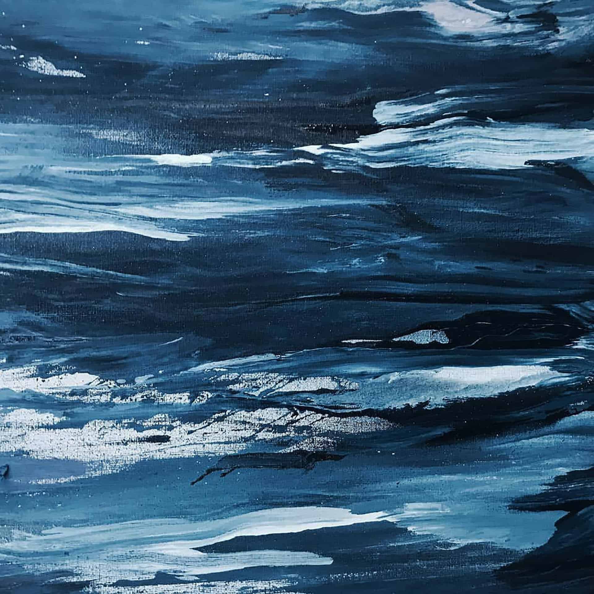 An abstract painting of different shades of blue